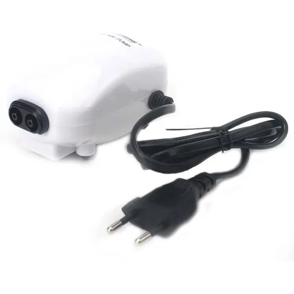 Pompe à air double sortie 3W 220V débit réglable 4L/min pour aquarium 60-100L