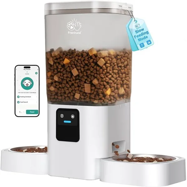 Distributeur Croquettes Chat Automatique Double avec Alimentation Lente: 7L Gamelle Chat Automatique DISTRIBUTEUR SACS DE DEJECTION