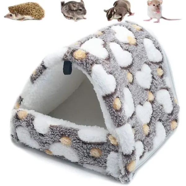 Couchage Rongeur Peluche Petite Maison Hamster Hamac Jouet Lit Cabane pour Cochon d'Inde Lapin Chinchilla Furet, Marron