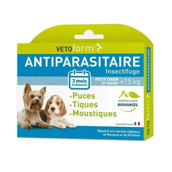 Vetoform Antiparasitaire Petit Chien -15kg 3 pipettes
