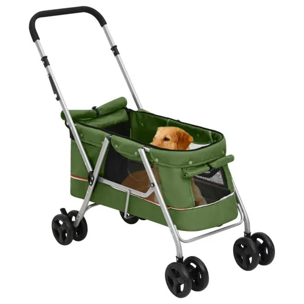 Style minimaliste - 1xPoussette animaux - max 30 kg - Poussette pour chien pliante Vert 100x49x96cm Tissu de lin - pour jardin df631
