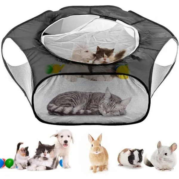 Parc pour Petits Animauxà Animaux Pliable Parc à ChiotsTente Respirante Animaux CompagnieChiens Portable avec Fermeture Éclair