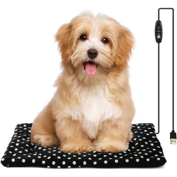 Tapis Chauffant Chien Chat 27x37cm  Coussin Chauffant USB Electrique pour Animaux Temperature Reglable