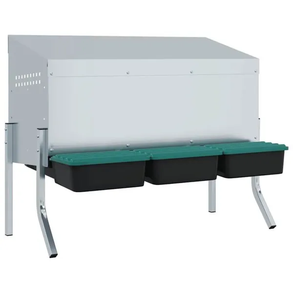 Nichoir à poules - vidaXL - 3 compartiments - Acier galvanisé - 835x50x68 cm - Argent - Ventilation optimale
