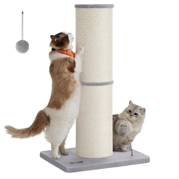 Arbre à Chat XXL - Feandrea - 85 cm - Sisal Résistant - Gris Tourterelle - Clochette Intégrée