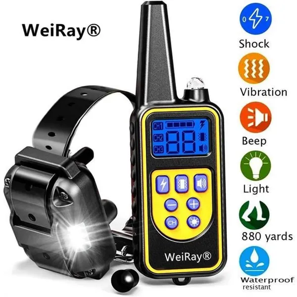 Collier Électrique HONO Dressage Chien+Télécommande 800m+Étanche Rechargeable+Anti-Aboiement