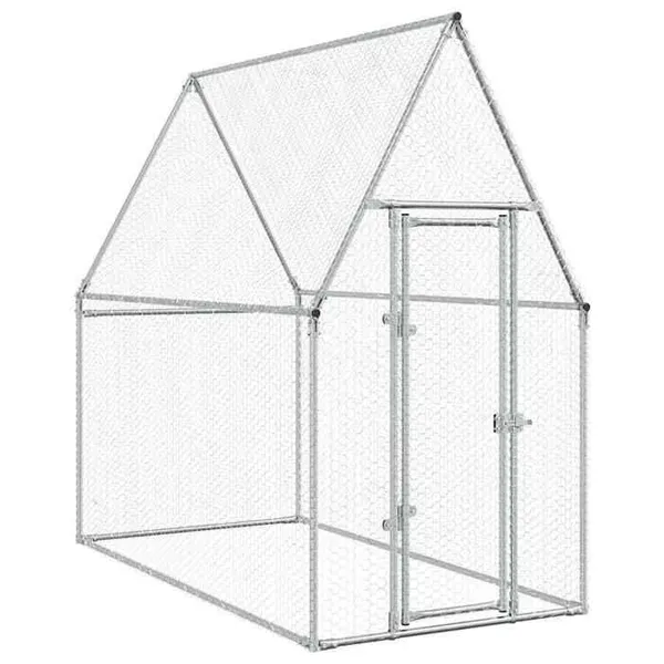 Cage pour poules - vidaXL - acier galvanisé - argenté - 200 x 100 x 190 cm - porte verrouillable - pour lextérieur lbj59n367