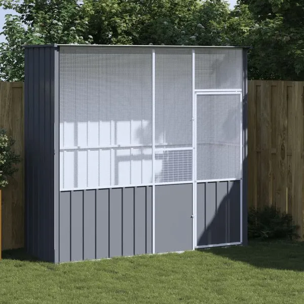 vidaXL Cage à oiseaux anthracite 215x78x200 cm acier galvanisé – photo 4