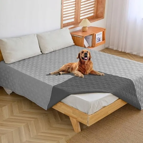 Wikehoex Tapis Pour Chien Double Face Imperméable 132x203 Cm Lavable En Machine Gris