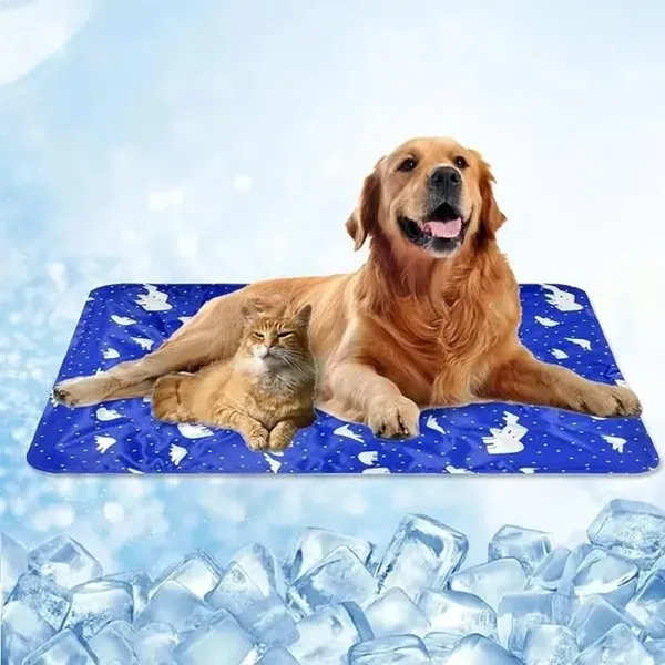 Tapis Rafraichissant Chien Coussin en Gel 60X90cm DarkBlue Tapis Rafraîchissant Durable pour Animaux de Compagnie CORBEILLE