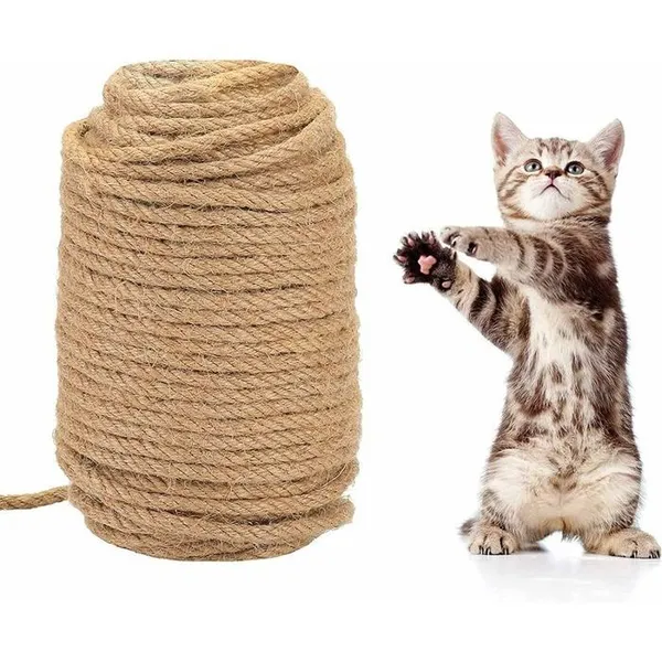 Corde en sisal, 50M jouet en sisal, griffoir pour chat, 6mm d'épaisseur, protection pour les chats, jouet pour aiguiser les