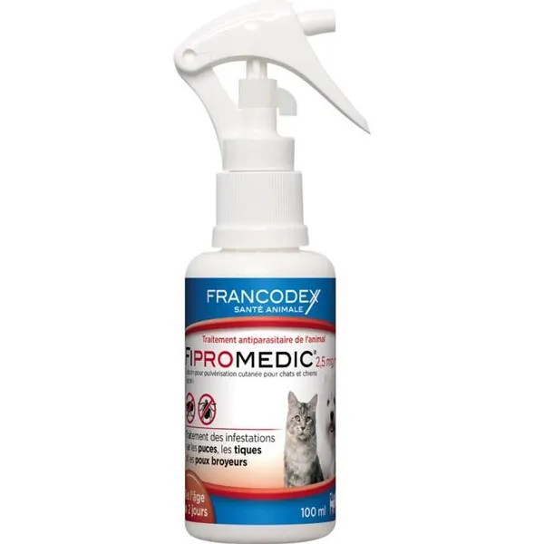 Spray antiparasitaire. Fipromedic 100 ml . pour chat et chien. - Francodex - FR-170361