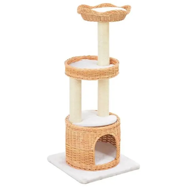 Arbre à chat - vidaXL - Bois de saule - Griffoir sisal - 94 cm - Brun
