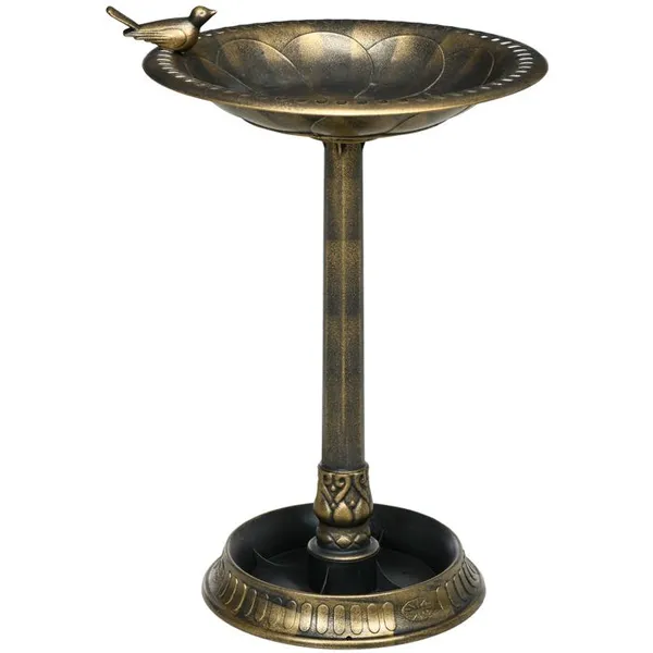 Bain doiseaux Abreuvoir mangeoire pour Oiseaux jardinière 2 en 1 dim. Ø 50 x 72H cm polypropylène Bronze Antique