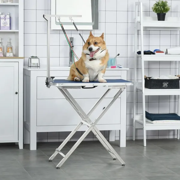 Bras de toilettage pour chiens pliable  hauteur  réglable (65 cm maximum à partir de la table) dim.36l x 8P x 74H cm