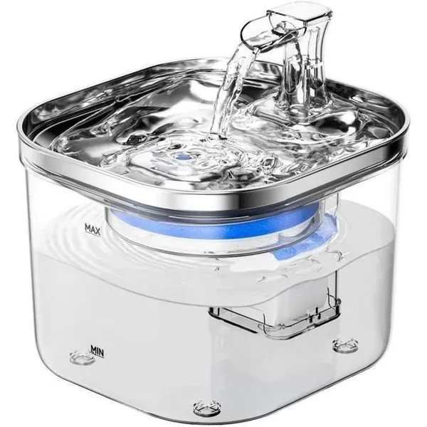Fontaine à Eau Chat Chien - 2 Litres - Ultra Silencieuse - Niveau deau Visible - Filtre Triple Action - Facile à nettoyer 2l   pc