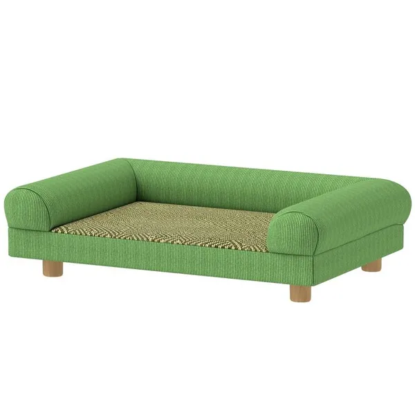 Canapé pour chien chat lit pour chien surélevé assise de tapis frais accoudoirs en velours doux 63 x 41 x 17 cm vert
