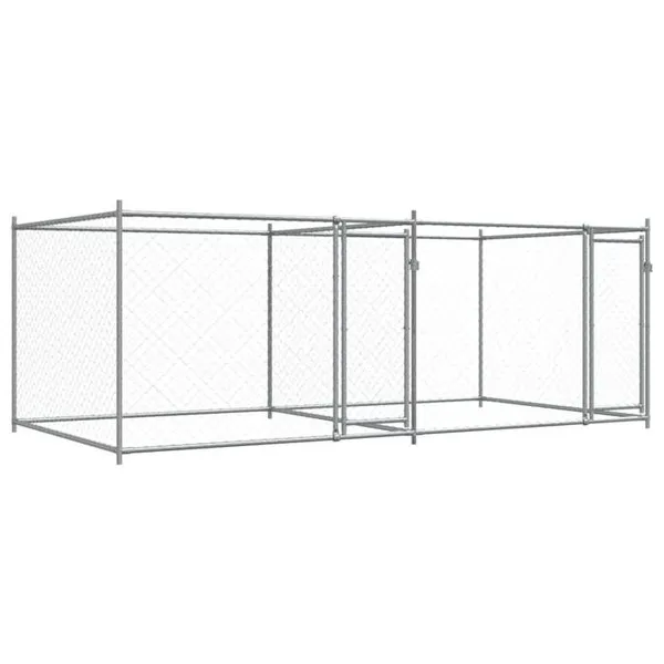 Cage pour chien avec portes 4 x 2 x 1,5 m acier galvanisé gris 02_0041624
