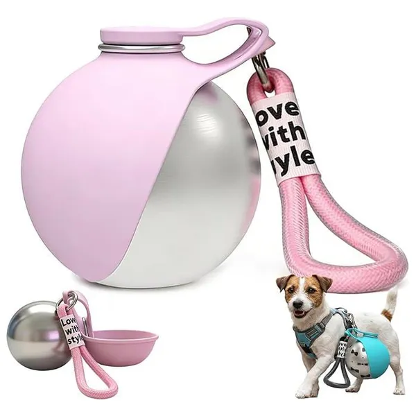 Gourde portable 2-en-1 pour chiens– Bouteille deau et bol à eau intégré anti-fuite matériau sûr et non toxique pour la