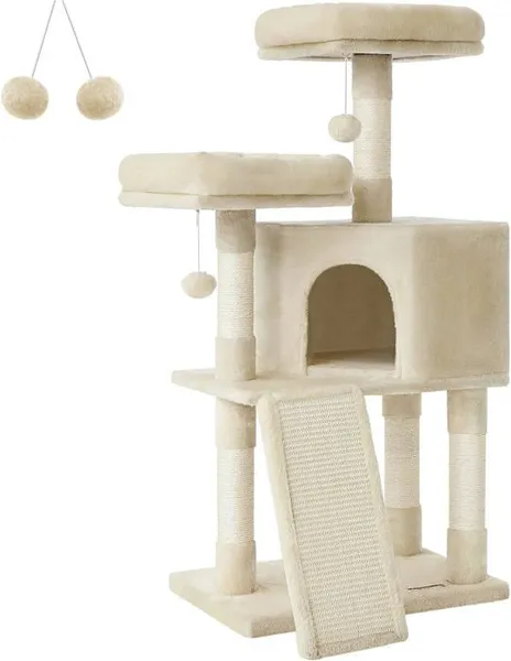 Arbre à Chat, Tour Poteaux à Gratter 115 cm, Beige PCT141M01