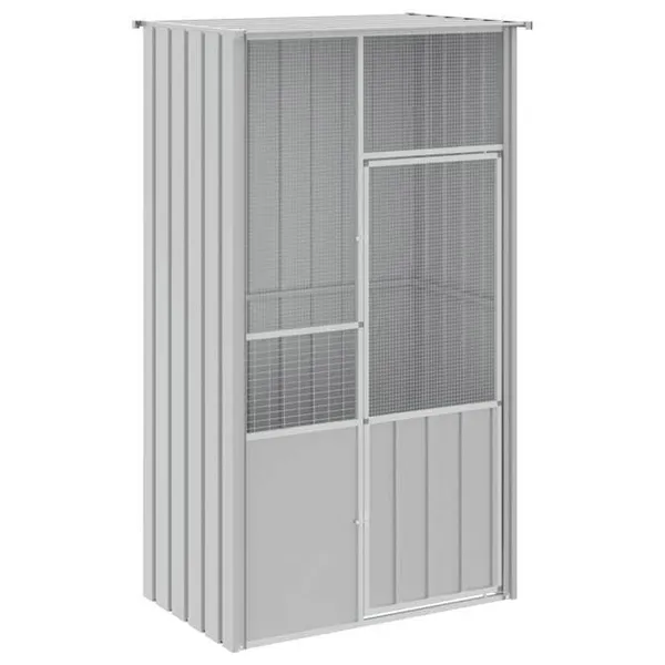 Cage à oiseaux 115 x 78 x 200 cm acier galvanisé gris 02_0041702