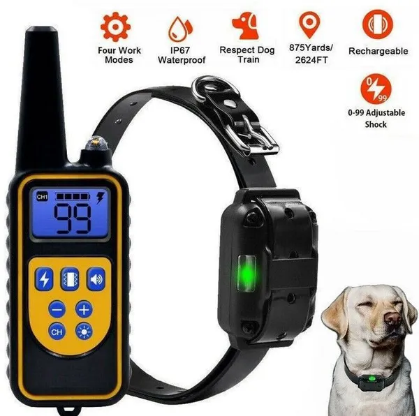 Collier Electrique d'Entraînement de Chien, Collier de Dressage Télécommande Etanche et Rechargeable