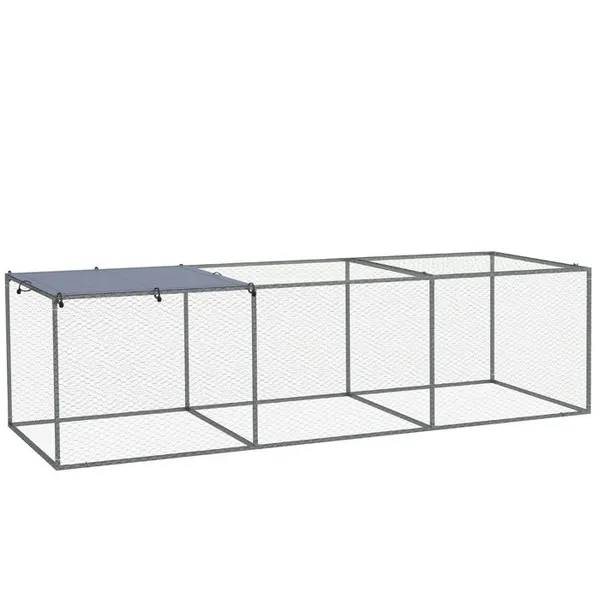 Enclos poulailler cage clapier extérieur 3 m² pour petits animaux dim. 3 x 1 x 08 m acier galvanisé
