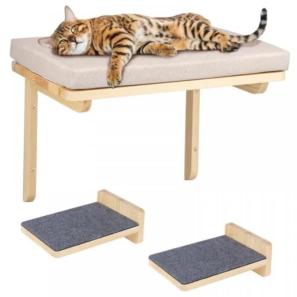 YIYI. Lot De 3 -  Étagères Murales En Bois Pour Escalader - Arbre À Chat - Échelle D'Escalier - 40*30*25cm.