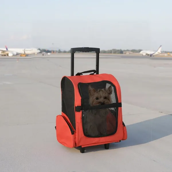 2 en 1 trolley chariot sac à dos sac de transport à roulettes pour chien chat