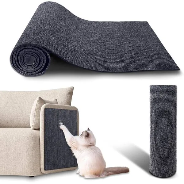 Tapis Griffoir pour Chat Auto-Adhésif 40×200 cm DIY Trimmable Chats Grattoir Protège Les Meubles et Les Canapés - Gris foncé