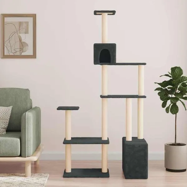 Vidaxl Arbre À Chat Avec Poteaux À Griffer En Sisal Gris Foncé