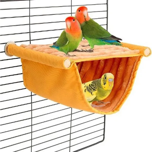 Jouet pour oiseau, Hamac pour oiseaux, accessoire pour cage à perroquet, set lavable, jaune – photo 2