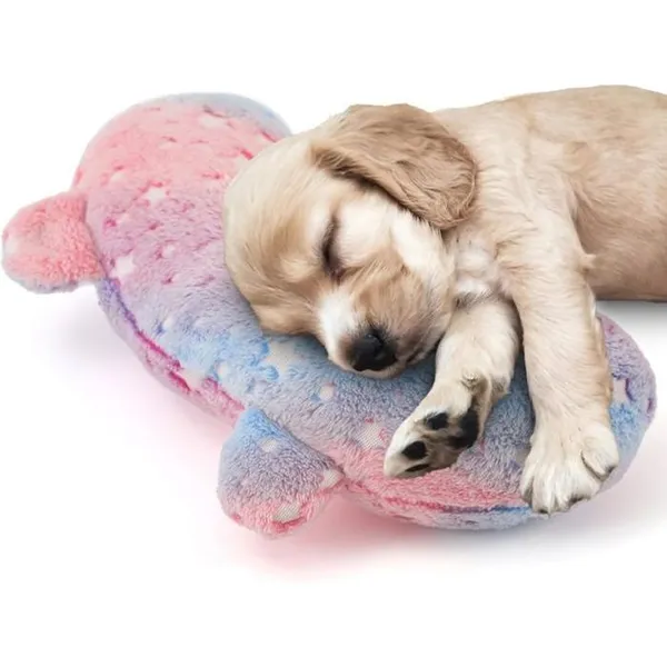 Coussin apaisant pour chien brille dans le noir lavable en machine coussin pour le cou du chien meilleur sommeil (moyen rose)