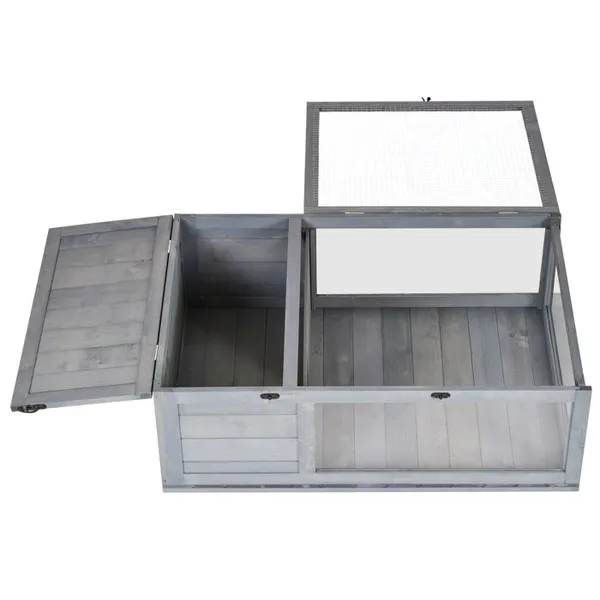 Maison enclos cage habitat pour petit animal tortues avec 2 espaces 91 x 605 x 32 cm bois massif gris