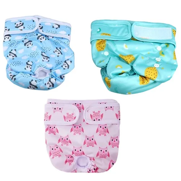 3Pcs Couche pour Chien LavableCouches Réutilisable Chien Incontinent Culotte pour Chien Femelle en Chaleur(XS)