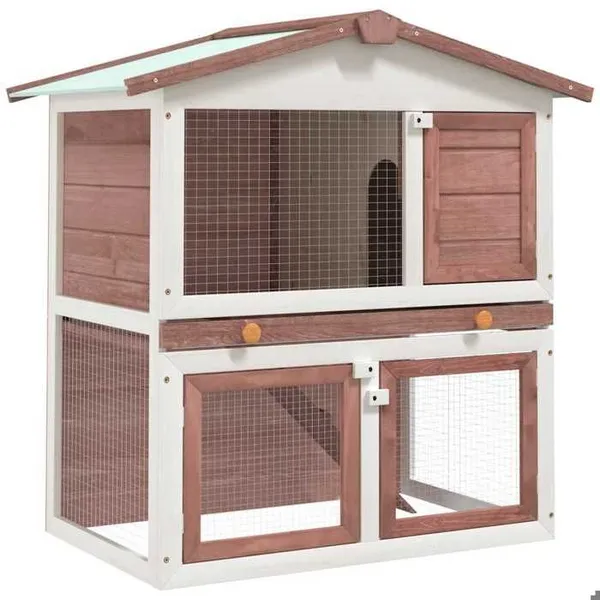 BEAU Cage à lapins cottage - Clapier d'extérieur - 3 portes Marron Bois mode824280