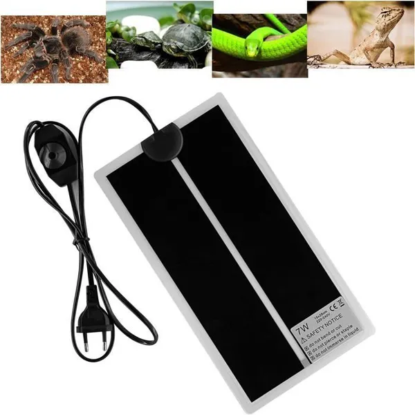 Tapis Chauffant Reptile Coussin Chauffant Terrarium Rglable avec Contrle De La Temprature pour Reptiles 7W 28x15CM