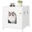 Armoire à Chats - Meuble de Litière Caché en Bois Blanc - Pour Salon Chambre Référence CB82213X