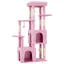 Arbre à chat robuste 155 cm Multi-niveaux grands chats perchoir XL 2 niches poteaux à griffer en sisal jouets suspendusRose