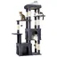Arbre à chat robuste 155 cm Multi-niveaux grands chats perchoir XL 2 niches poteaux à griffer en sisal jouets suspendusGris