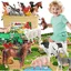 Animaux de la Ferme avec Grand Tapis de Jeu 120 x 80 cm38 pièces Animaux Jouet avec Figurine Animaux Ferme Jouets Tracteur