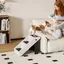 Escalier pour chien pliant à 3 marches antidérapantes escalier pour animaux en plastique 53 x 305 x 365 cm crème