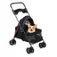 FLASIDU Poussette pliable pour Chien et Chat, avec porte-gobelet, Pneus Rotatifs à 360°, Fenêtres en Maille, Noir, 98*69*49cm