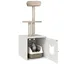 Arbre à chat avec maison de toilettes - PawHut - 2-en-1 - 129 cm - avec cache-litière, poteaux à griffer, lit - crème