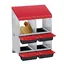 Pondoir pour Poules Nichoirs  4 cases avec perchoir antirouille /Nichoir  2 Niveaux-Antirouille /Étanche/ Ventilé -Rouge