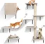 Mur D'Escalade Pour Chat - Grand Pont Suspendu - Colonnes À Gratter Avec Sisal - Étagère Murale De Repos Et De Jeu Avec Boule