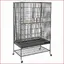 Volière pour oiseaux - PawHut - Avec perches rangement portes verrouillables et roues - Gris