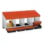 Pondoir pour Poules Nichoirs 4 cases avec perchoir et Quatre bacs de recyclage des œufs- Antirouille /Étanche/ Ventilé - Orange