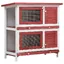 @FRENCH Clapier dextérieur - Pour 10 Animau x - 4 portes Rouge - Bois - Maison Lapin Enclos 43874