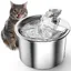 Fontaine a Eau Chat Chien 2L filtre circulant silencieux en acier inoxydable amovible et lavable anti-brûlure à sec